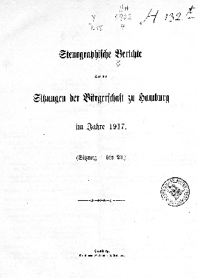 Vorschaubild von [Stenographischer Bericht über die ... Sitzung // Bürgerschaft der Freien und Hansestadt Hamburg]