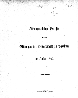 Vorschaubild von [Stenographischer Bericht über die ... Sitzung // Bürgerschaft der Freien und Hansestadt Hamburg]