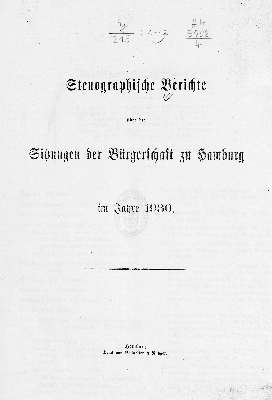 Vorschaubild von [Stenographischer Bericht über die ... Sitzung // Bürgerschaft der Freien und Hansestadt Hamburg]