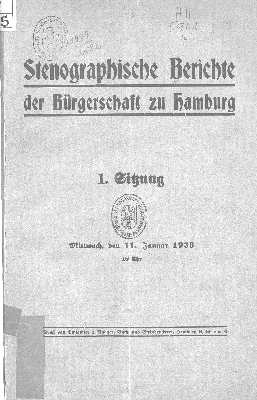 Vorschaubild von [Stenographischer Bericht über die ... Sitzung // Bürgerschaft der Freien und Hansestadt Hamburg]