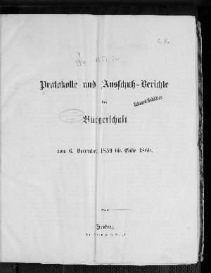 Vorschaubild von Protokolle und Ausschußberichte der Bürgerschaft vom 6. December 1859 bis Ende 1860