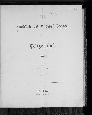 Vorschaubild von Protokolle und Ausschußberichte der Bürgerschaft 1863