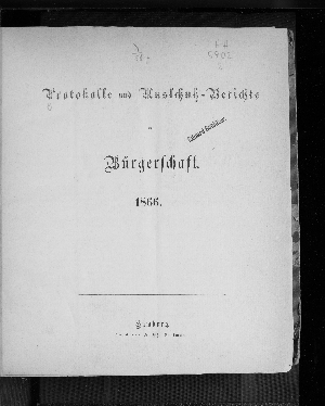 Vorschaubild von Protokolle und Ausschußberichte der Bürgerschaft 1866