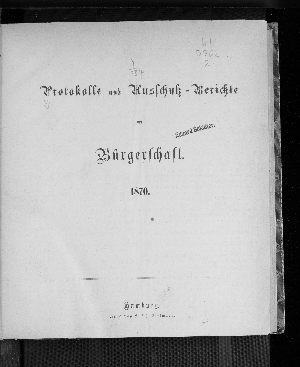 Vorschaubild von Protokolle und Ausschußberichte der Bürgerschaft 1870