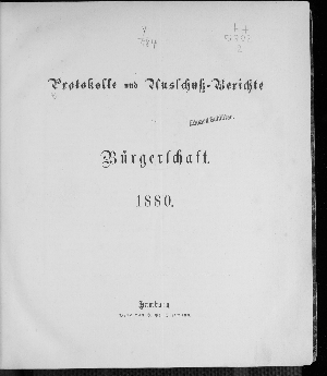 Vorschaubild von Protokolle und Ausschuß-Berichte der Bürgerschaft 1880