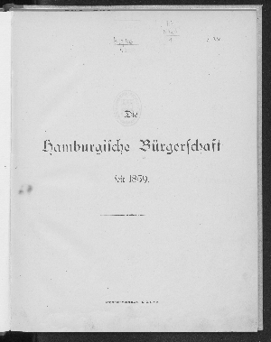Vorschaubild von Die Hamburgische Bürgerschaft seit 1859