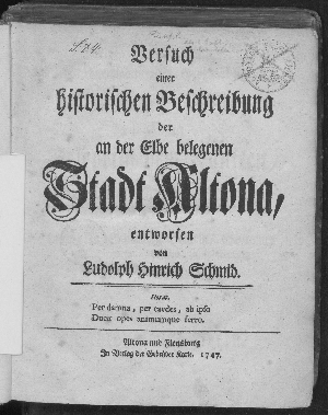 Vorschaubild von Versuch einer historischen Beschreibung der an der Elbe belegenen Stadt Altona