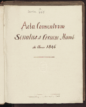 Vorschaubild von Acta Conventuum Senatus et Civium de Anno Hamb: 1846