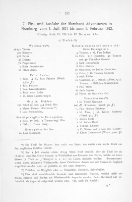 Vorschaubild von 7. Ein- und Ausfuhr der Merchant Adventurers in Hamburg vom 1. Juli 1611 bis zum 5. Februar 1612.