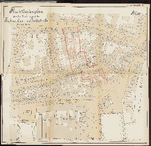 Vorschaubild von Fluchtlinienplan für die Verbindung des Fischmarktes mit der Breitestraße. Januar 1884.