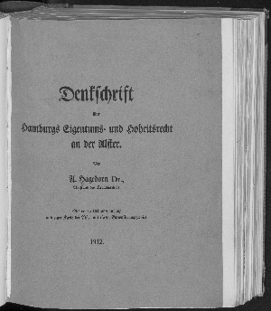 Vorschaubild von Denkschrift über Hamburgs Eigentums- und Hoheitsrecht an der Alster