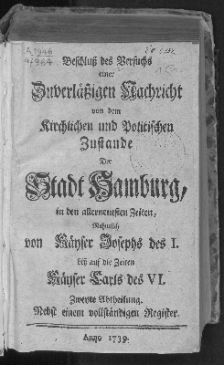 Vorschaubild von Versuch einer zuverlässigen Nachricht von dem kirchlichen und politischen Zustande der Stadt Hamburg ; Theil 5, Abth. 2