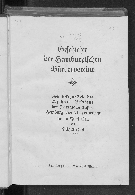 Vorschaubild von Geschichte der hamburgischen Bürgervereine