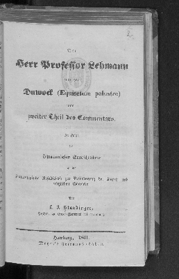 Vorschaubild von Der Herr Professor Lehmann und der Duwock (Equisetum palustre) oder Zweiter Theil des Commentars in Folge des Lehmannischen Sendschreibens an die Hamburgische Gesellschaft zur Beförderung der Künste und nützlichen Gewerbe