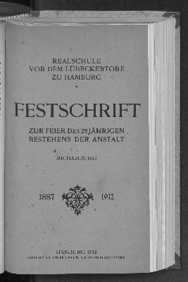 Vorschaubild von Die Realschule vor dem Lübeckertore in den ersten 25 Jahren ihres Bestehens