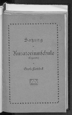 Vorschaubild von Satzung der Kuratoriumschule (Lyzeum) in Groß-Flottbek