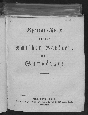 Vorschaubild von Special-Rolle für das Amt der Barbiere und Wundärzte