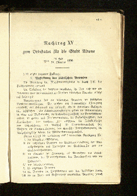 Vorschaubild von Nachtrag XV zum Ortsstatut für die Stadt Altona vom 24. Juli / 28. Oktober 1890.