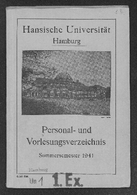 Vorschaubild von [Personal- und Vorlesungsverzeichnis // Hamburgische Universität]