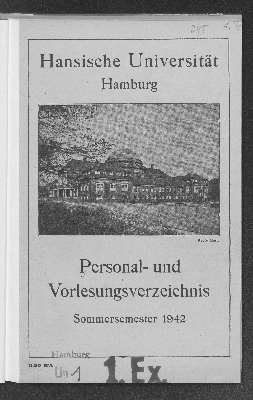 Vorschaubild von [Personal- und Vorlesungsverzeichnis // Hamburgische Universität]