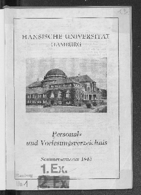 Vorschaubild von [Personal- und Vorlesungsverzeichnis // Hamburgische Universität]