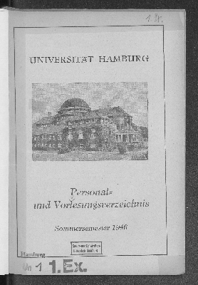 Vorschaubild von [Personal- und Vorlesungsverzeichnis // Hamburgische Universität]