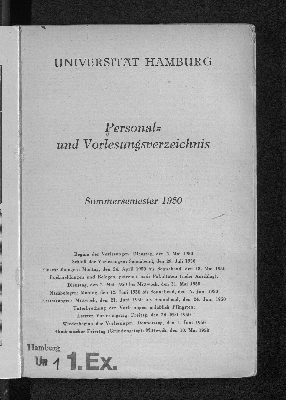 Vorschaubild von [Personal- und Vorlesungsverzeichnis // Hamburgische Universität]