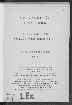 Vorschaubild von [Personal- und Vorlesungsverzeichnis // Hamburgische Universität]