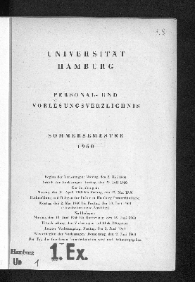 Vorschaubild von [Personal- und Vorlesungsverzeichnis // Hamburgische Universität]