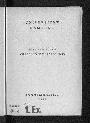 Vorschaubild von [Personal- und Vorlesungsverzeichnis // Hamburgische Universität]