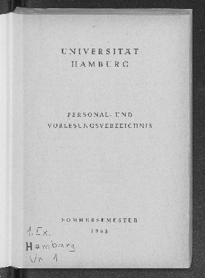 Vorschaubild von [Personal- und Vorlesungsverzeichnis // Hamburgische Universität]