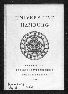 Vorschaubild von [Personal- und Vorlesungsverzeichnis // Hamburgische Universität]