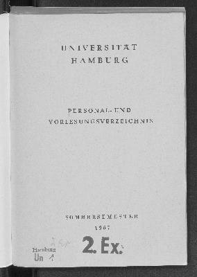 Vorschaubild von [Personal- und Vorlesungsverzeichnis // Hamburgische Universität]