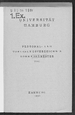 Vorschaubild von [Personal- und Vorlesungsverzeichnis // Hamburgische Universität]