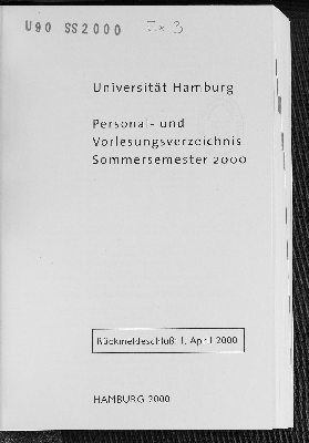 Vorschaubild von [Personal- und Vorlesungsverzeichnis // Hamburgische Universität]