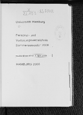 Vorschaubild von [Personal- und Vorlesungsverzeichnis // Hamburgische Universität]