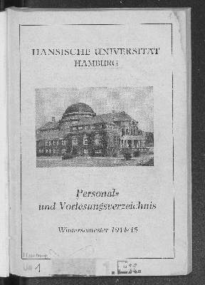 Vorschaubild von [Personal- und Vorlesungsverzeichnis // Hamburgische Universität]