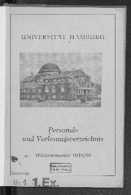 Vorschaubild von [Personal- und Vorlesungsverzeichnis // Hamburgische Universität]