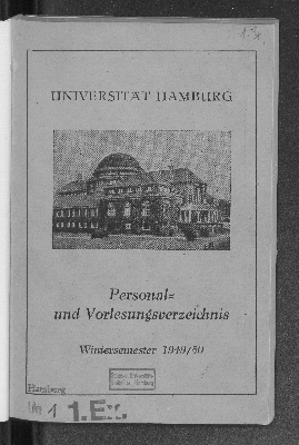 Vorschaubild von [Personal- und Vorlesungsverzeichnis // Hamburgische Universität]