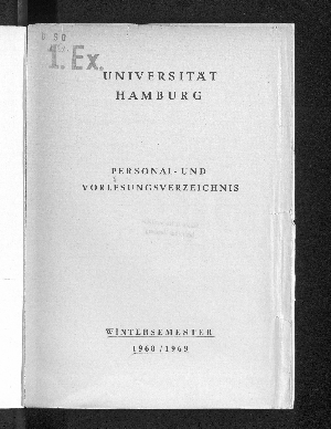 Vorschaubild von [Personal- und Vorlesungsverzeichnis // Hamburgische Universität]