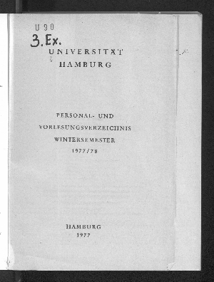 Vorschaubild von [Personal- und Vorlesungsverzeichnis // Hamburgische Universität]
