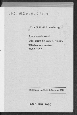 Vorschaubild von [Personal- und Vorlesungsverzeichnis // Hamburgische Universität]