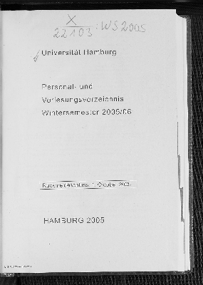 Vorschaubild von [Personal- und Vorlesungsverzeichnis // Hamburgische Universität]