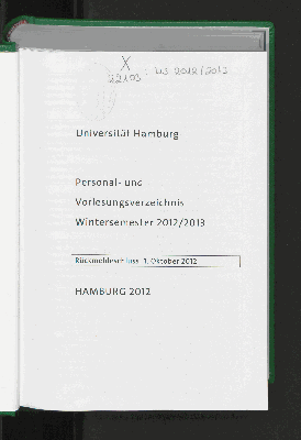 Vorschaubild von [Personal- und Vorlesungsverzeichnis // Hamburgische Universität]