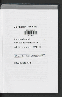 Vorschaubild von [Personal- und Vorlesungsverzeichnis // Hamburgische Universität]