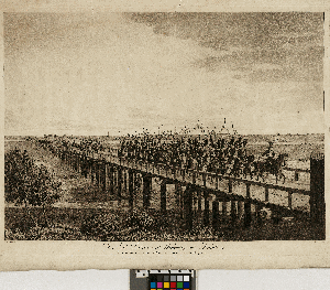 Vorschaubild von Die Elb-Brücke nach Harburg, von Hamburg erbaut in 83 Tagen im Jahr 1813