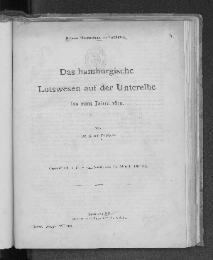 Vorschaubild von Das hamburgische Lotswesen auf der Unterelbe bis zum Jahre 1810