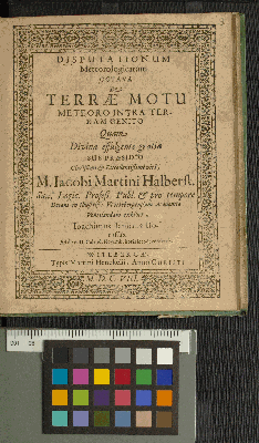 Vorschaubild von Disputationum Meteorologicarum Octava De Terrae Motu Meteoro Intra Terram Genito
