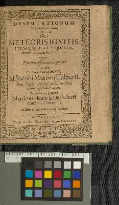 Vorschaubild von Disputationum Meteorologicarum Tertia De Meteoris Ignitis: Item Cognatis Quibusdam Phasmatis &amp; Chasmatis