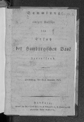 Vorschaubild von Sammlung einiger Aufsätze den Ersatz der Hamburgischen Bank betreffend